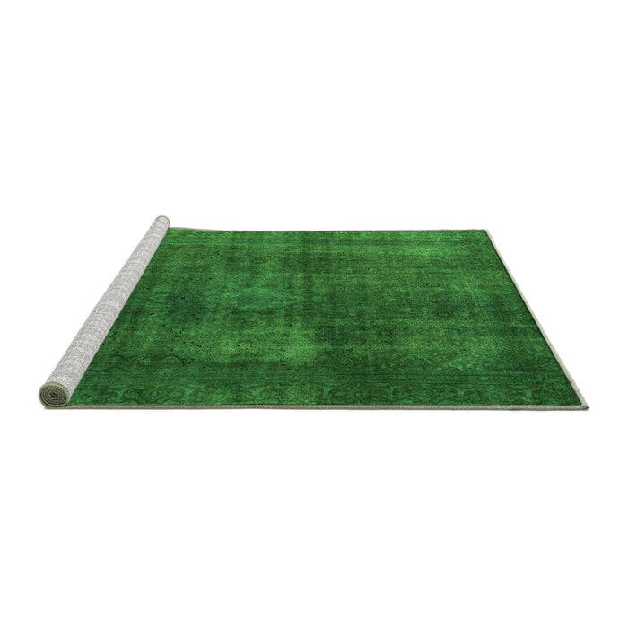 Sideview of Machine Washable Abstract Green Modern Area Rugs, wshabs2846grn