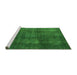 Sideview of Machine Washable Abstract Green Modern Area Rugs, wshabs2846grn