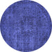 Round Persian Blue Bohemian Rug, abs2847blu