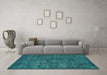 Machine Washable Persian Turquoise Bohemian Area Rugs in a Living Room,, wshabs2847turq