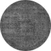 Round Machine Washable Persian Gray Bohemian Rug, wshabs2847gry