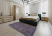 Abstract Plum Purple Persian Rug in a Bedroom, abs2847