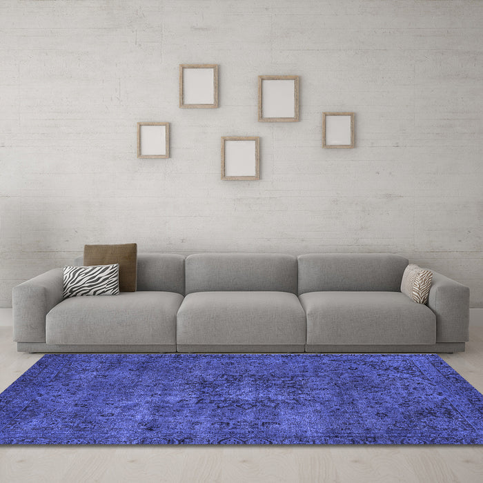 Machine Washable Persian Blue Bohemian Rug in a Living Room, wshabs2847blu