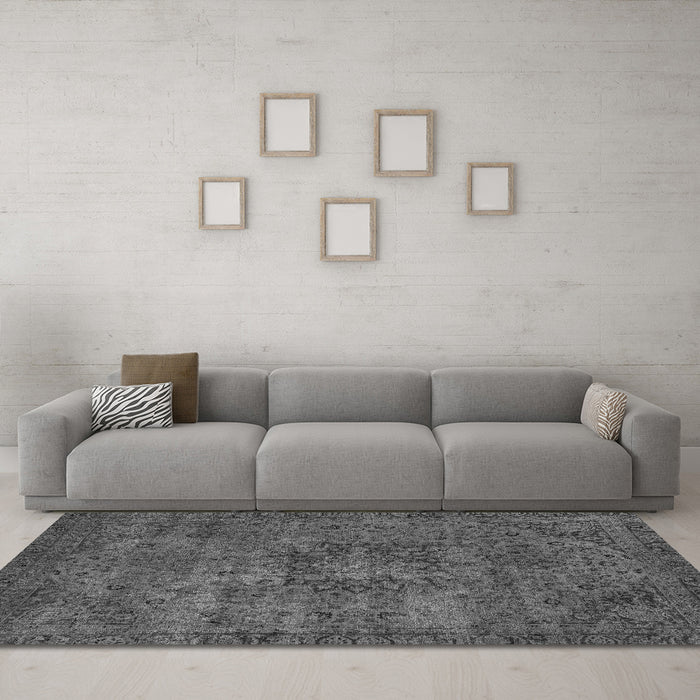 Machine Washable Persian Gray Bohemian Rug in a Living Room,, wshabs2847gry