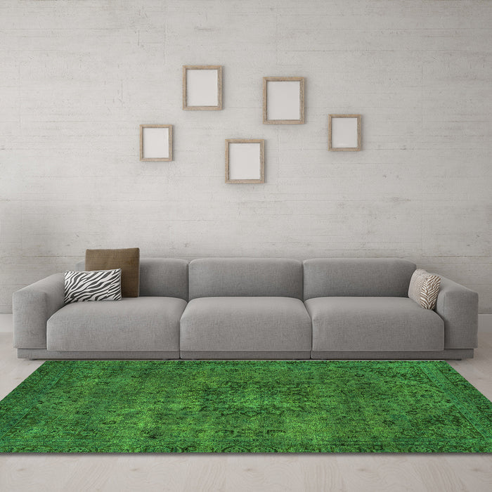 Machine Washable Persian Green Bohemian Area Rugs in a Living Room,, wshabs2847grn