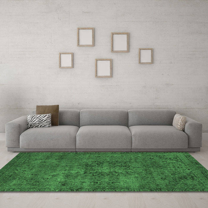 Machine Washable Persian Emerald Green Bohemian Area Rugs in a Living Room,, wshabs2847emgrn