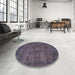 Round Abstract Plum Purple Persian Rug in a Office, abs2847