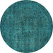 Round Persian Turquoise Bohemian Rug, abs2847turq