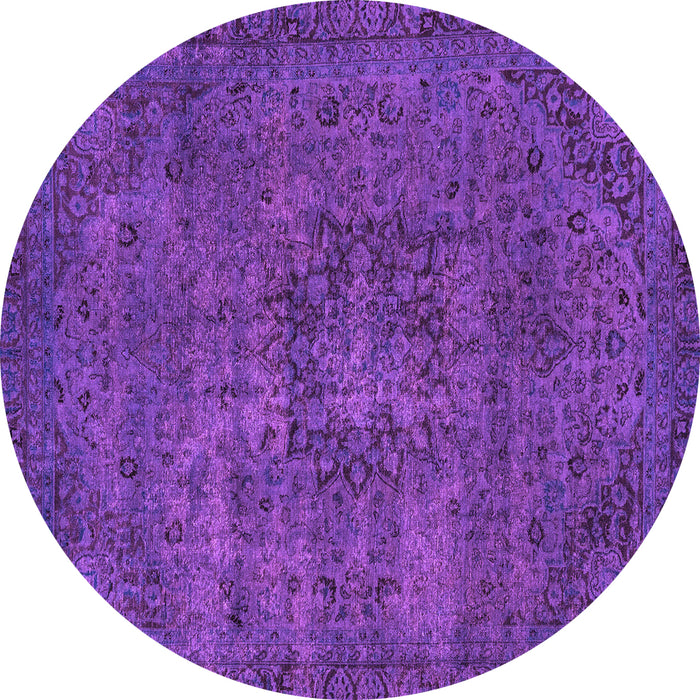 Round Machine Washable Persian Purple Bohemian Area Rugs, wshabs2847pur