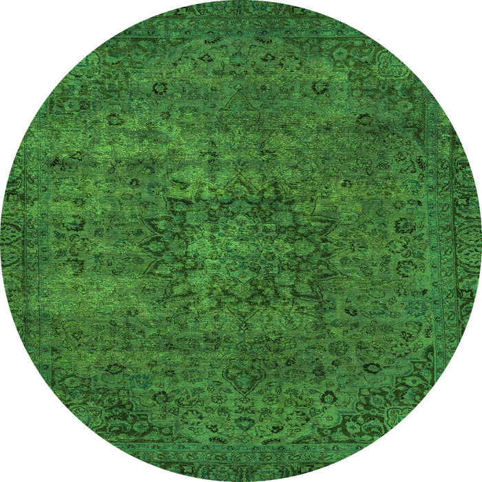Round Machine Washable Persian Green Bohemian Area Rugs, wshabs2847grn
