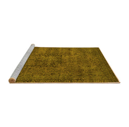 Sideview of Machine Washable Persian Yellow Bohemian Rug, wshabs2847yw