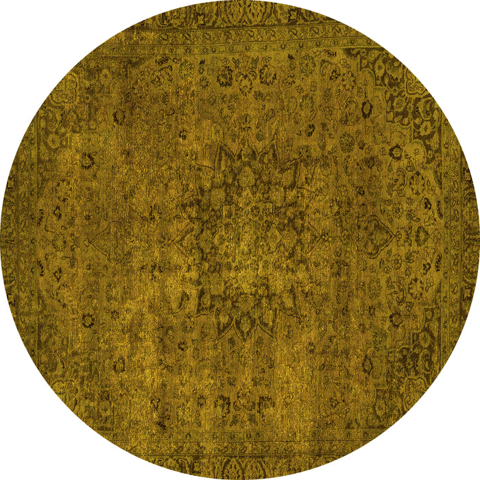 Round Persian Yellow Bohemian Rug, abs2847yw