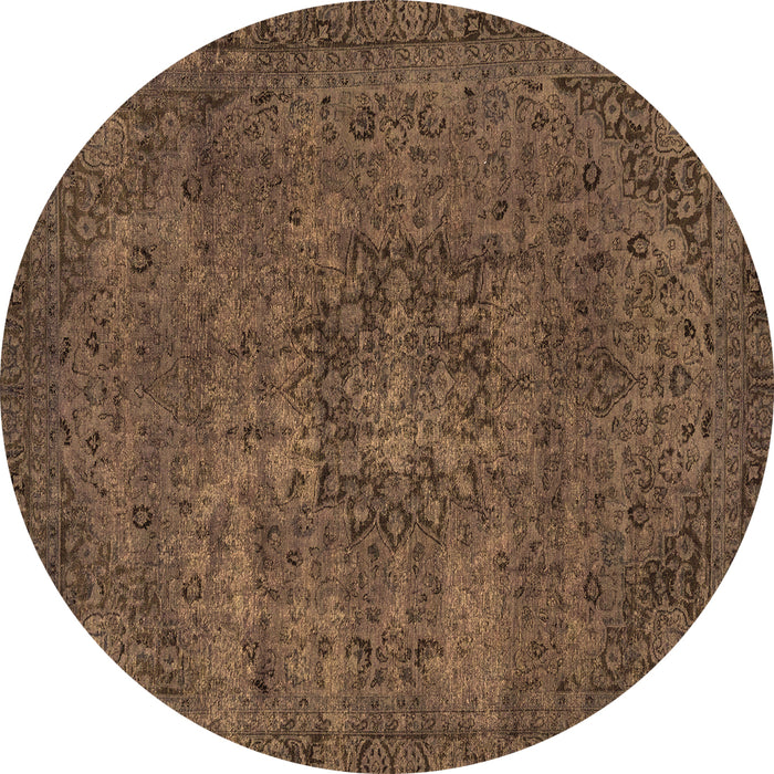 Round Machine Washable Persian Brown Bohemian Rug, wshabs2847brn