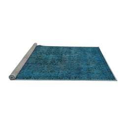 Sideview of Machine Washable Persian Light Blue Bohemian Rug, wshabs2847lblu