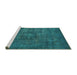 Sideview of Machine Washable Persian Turquoise Bohemian Area Rugs, wshabs2847turq