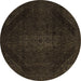 Round Abstract Brown Modern Rug, abs2848brn