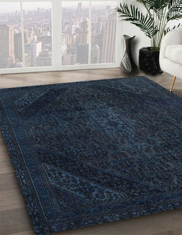Abstract Blue Modern Rug in Family Room, abs2848