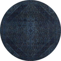 Round Abstract Blue Modern Rug, abs2848