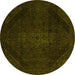 Round Abstract Yellow Modern Rug, abs2848yw