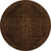 Round Abstract Orange Modern Rug, abs2848org