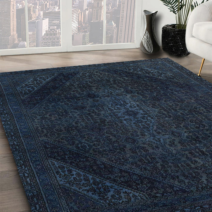 Abstract Blue Modern Rug in Family Room, abs2848