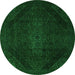 Round Abstract Green Modern Rug, abs2848grn