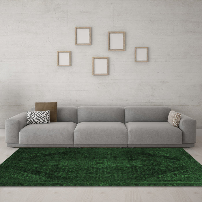 Machine Washable Abstract Emerald Green Modern Area Rugs in a Living Room,, wshabs2848emgrn