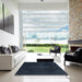 Square Abstract Blue Modern Rug in a Living Room, abs2848