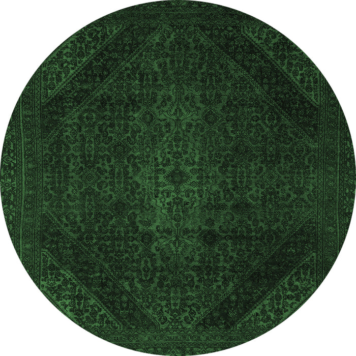 Round Abstract Emerald Green Modern Rug, abs2848emgrn