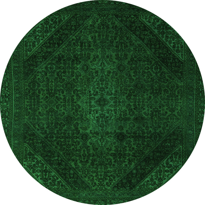 Round Machine Washable Abstract Green Modern Area Rugs, wshabs2848grn