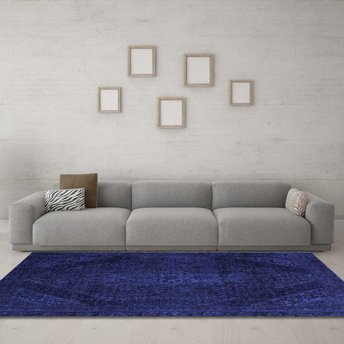 Machine Washable Abstract Blue Modern Rug in a Living Room, wshabs2848blu