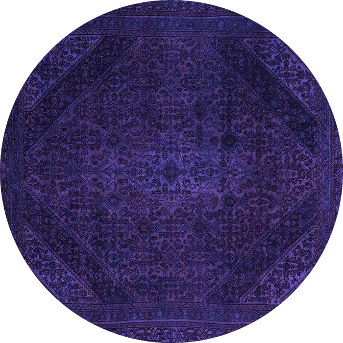 Round Abstract Purple Modern Rug, abs2848pur