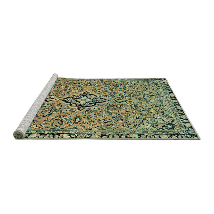 Sideview of Machine Washable Abstract Avocado Green Rug, wshabs2849