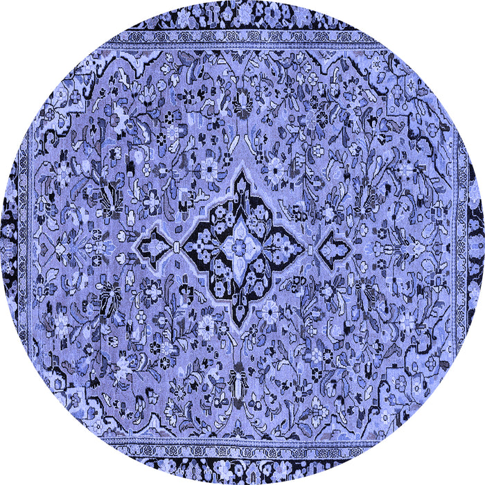 Round Abstract Blue Modern Rug, abs2849blu