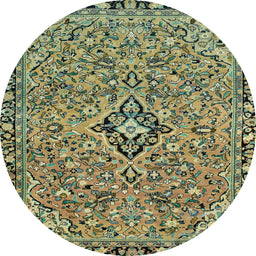 Round Abstract Avocado Green Modern Rug, abs2849