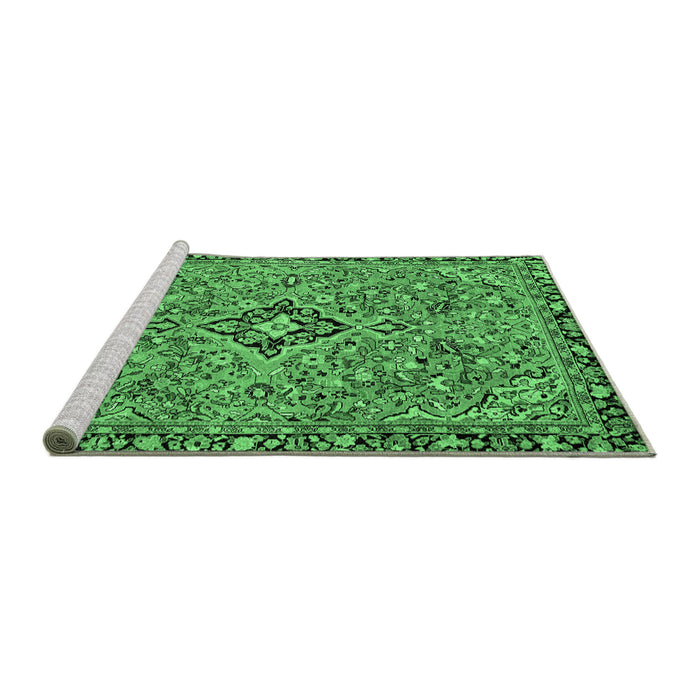 Sideview of Machine Washable Abstract Emerald Green Modern Area Rugs, wshabs2849emgrn