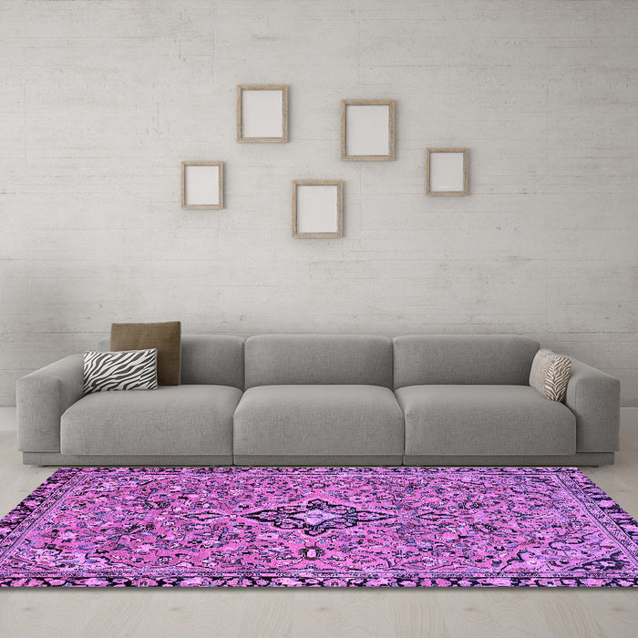Machine Washable Abstract Purple Modern Area Rugs in a Living Room, wshabs2849pur