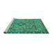 Sideview of Machine Washable Abstract Turquoise Modern Area Rugs, wshabs2849turq