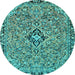 Round Abstract Light Blue Modern Rug, abs2849lblu