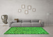 Machine Washable Abstract Green Modern Area Rugs in a Living Room,, wshabs2849grn