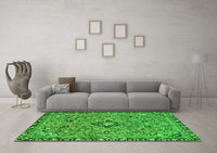 Machine Washable Abstract Green Modern Rug, wshabs2849grn