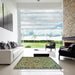 Square Abstract Avocado Green Modern Rug in a Living Room, abs2849