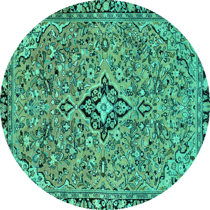 Round Abstract Turquoise Modern Rug, abs2849turq