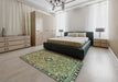 Abstract Avocado Green Modern Rug in a Bedroom, abs2849