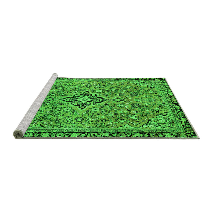 Sideview of Machine Washable Abstract Green Modern Area Rugs, wshabs2849grn