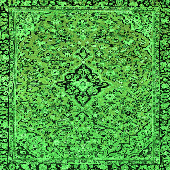 Square Machine Washable Abstract Green Modern Area Rugs, wshabs2849grn