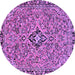 Round Machine Washable Abstract Purple Modern Area Rugs, wshabs2849pur