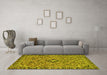 Machine Washable Abstract Yellow Modern Rug in a Living Room, wshabs2849yw