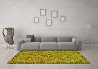 Machine Washable Abstract Yellow Modern Rug, wshabs2849yw