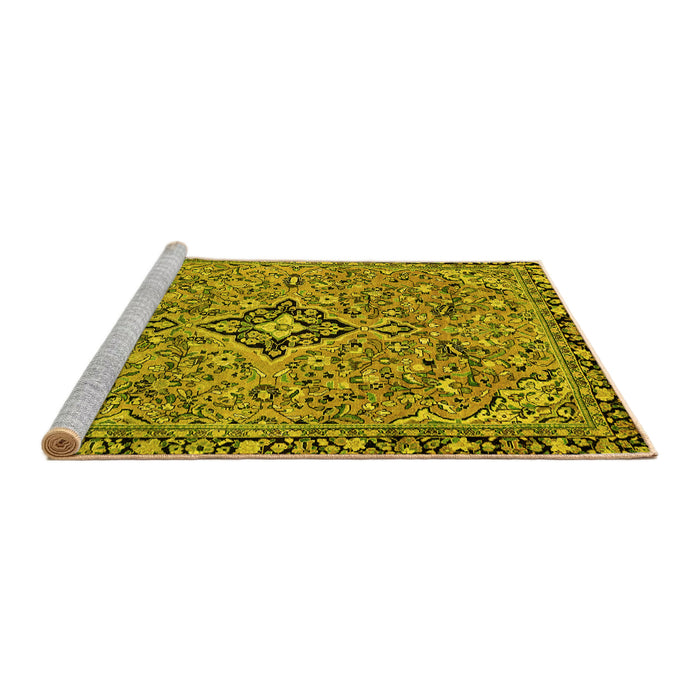 Sideview of Machine Washable Abstract Yellow Modern Rug, wshabs2849yw